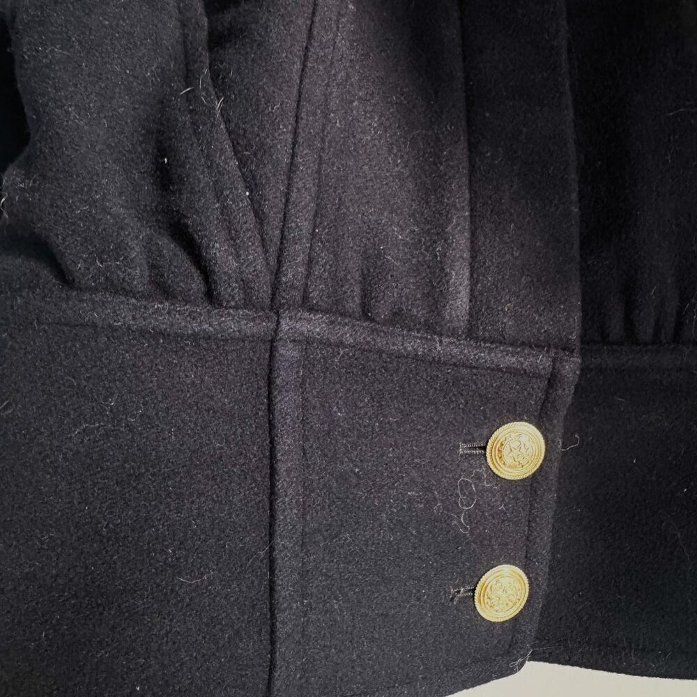 Vintage Crisca Navy Blue Wool Cropped Gold Button Jacket S/M - Picture 5 of 7